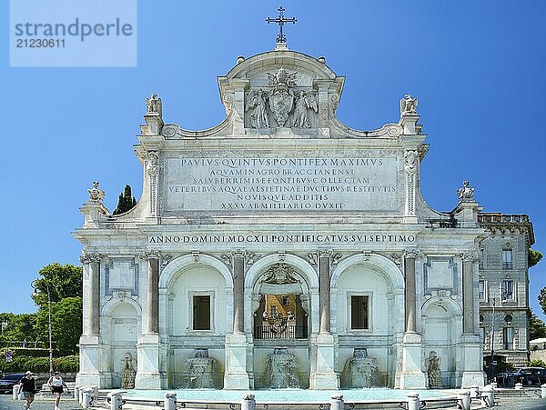 Frontalansicht  Fontana Paola  Fontana dell'Acqua Paola  Architekten  Flaminio Ponzio  Giovanni Fontana  Stadtviertel Trastevere  Rom  Region Latium  Italien  Europa