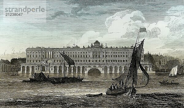 Somerset House  from River Thames  Westminster  London  UK