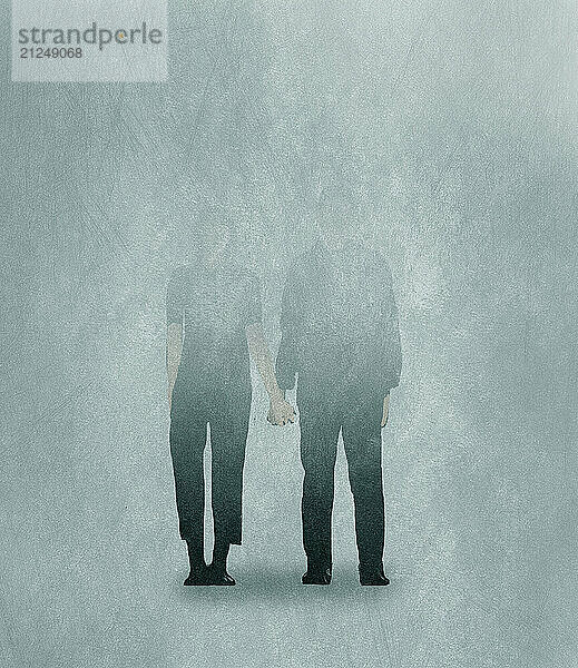 Illustration of a couple holding hands and fading away