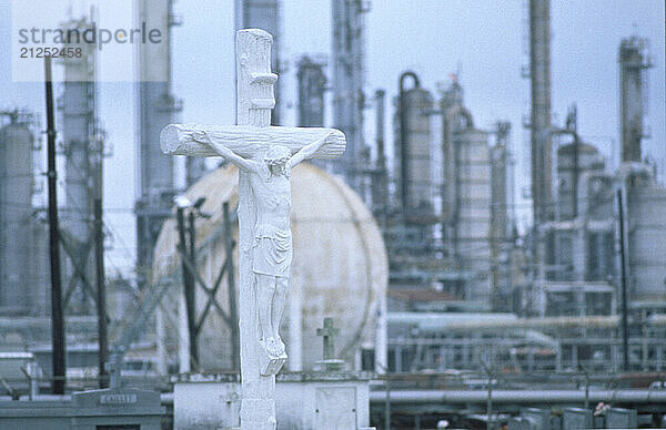 Crucifix next to chemical plants  Taft Louisiana.