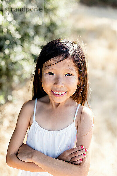 Close Up of Seven Year Old Girl on Sunny Day in San Diego