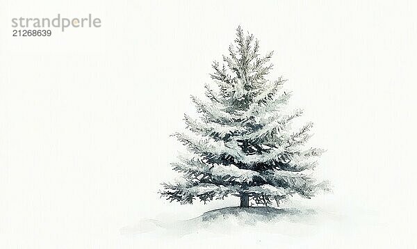 Ein weißer Baum steht im Schnee. Der Baum ist kahl und hat keine Blätter. Der Schnee bedeckt den Boden und den Baum. Das Bild hat eine friedliche und heitere Stimmung AI generiert AI generiert  KI generiert