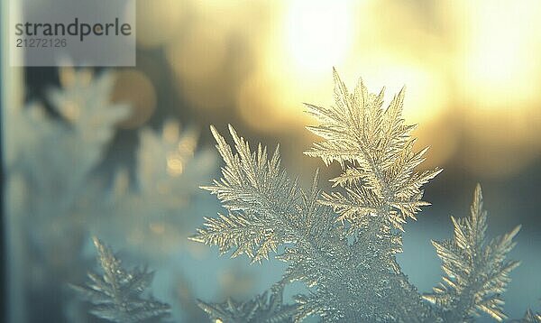 Eine Nahaufnahme einer Schneeflocke mit unscharfem Hintergrund. Die Schneeflocke ist von einem blauen und weißen Farbschema umgeben  so daß es eine heitere und friedliche Erscheinung. Konzept der Ruhe und Gelassenheit AI generiert  KI generiert