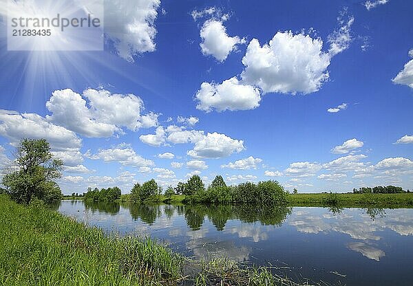 Schöne sommerliche Seenlandschaft in Russland