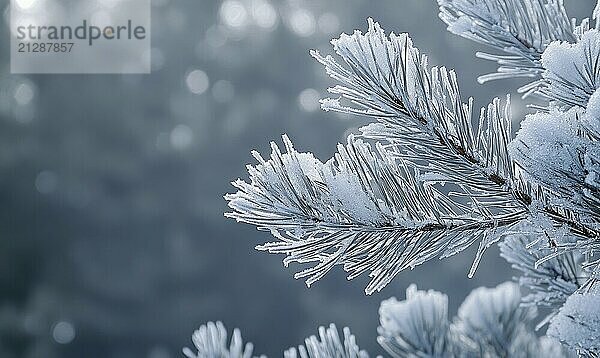 Schneebedeckter Tannenzweig in einer ruhigen Winterlandschaft  die ein Gefühl der Ruhe hervorruft AI erzeugt  KI generiert