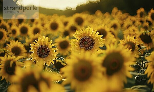 Nahaufnahme eines Sonnenblumenfeldes  selektiver Fokus AI erzeugt  KI generiert