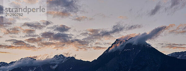 Scenic  majestic mountain landscape under dramatic sky  Mieming Range  Tyrol  Austria