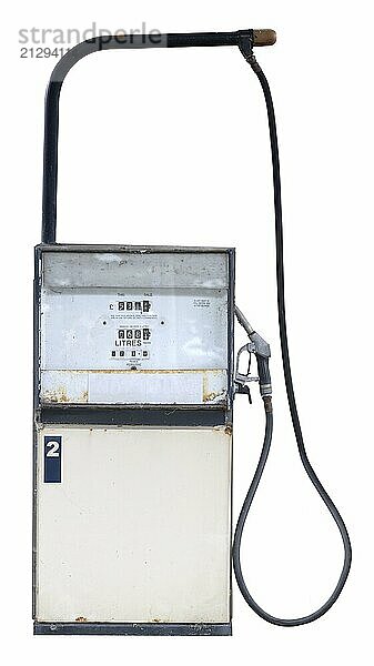 Vintage Retro Petrol Or Gas Pump Isolated On A White Background