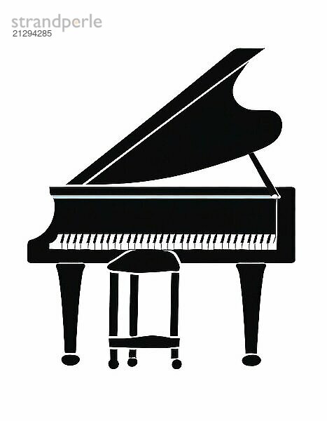 Piano flat illustration  icon isolated on white background