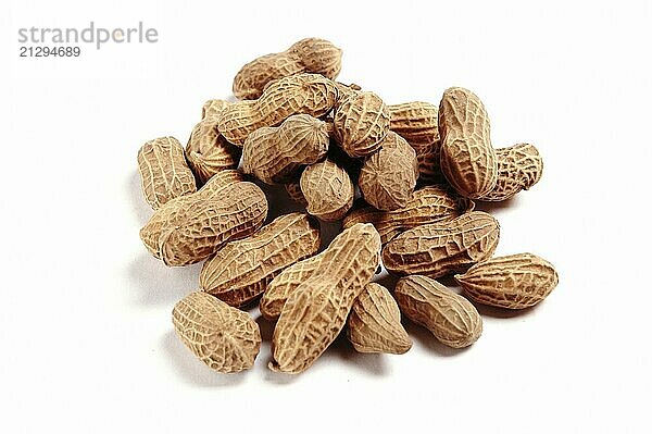 Close View of Peanuts against white background