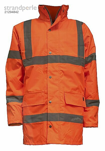 An Orange High Visibility (Hi Vis) Safety Jacket  Isolated On A White Background