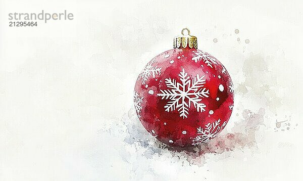 A red and white snowflake ornament sits on a white background. The ornament is the focal point of the image  and the white background emphasizes its bright colors. Concept of warmth and cheerfulness AI generated