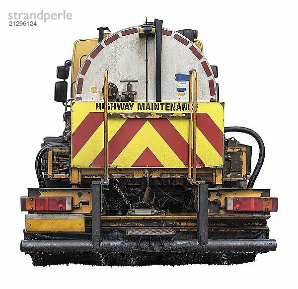 A Grungy Highway Maintenance Truck For Tarmac Surfacing  Isolated On A White Background