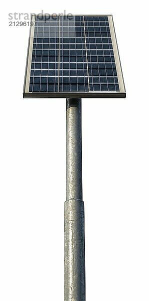 Isolated Solar Panel On A Stand Or Pole (For Street Lights)  With A White Background