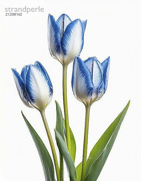 Blue tulips isolated on white background. Studio photo