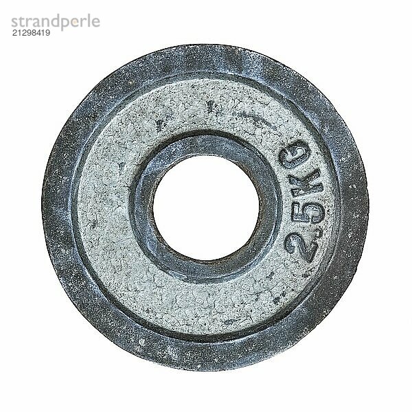 Grungy Isolated Gym Barbell Plate On A White Background