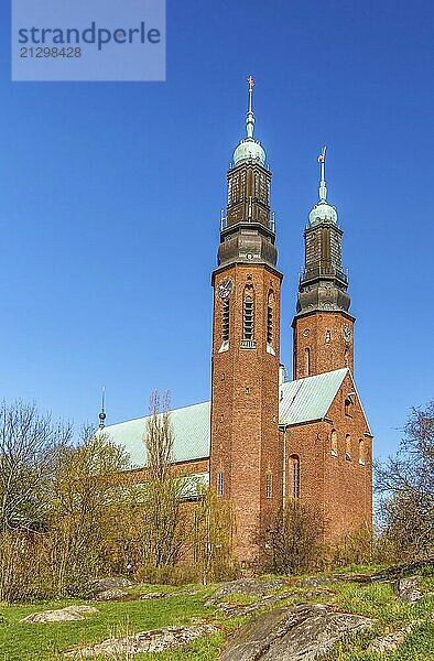 Hogalid Church is the red brick church built in 1923 year in Romantic style  Stockholm  Sweden  Europe