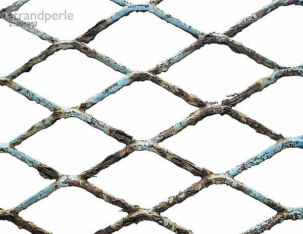 Isolated Grungy Old Rusty Chain Link Fence On White Background