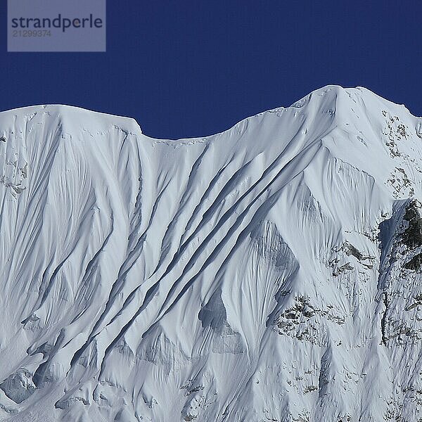 Detail of a beautiful shaped mountain in the Himalayas. View from Gorakshep  Nepal  Asia