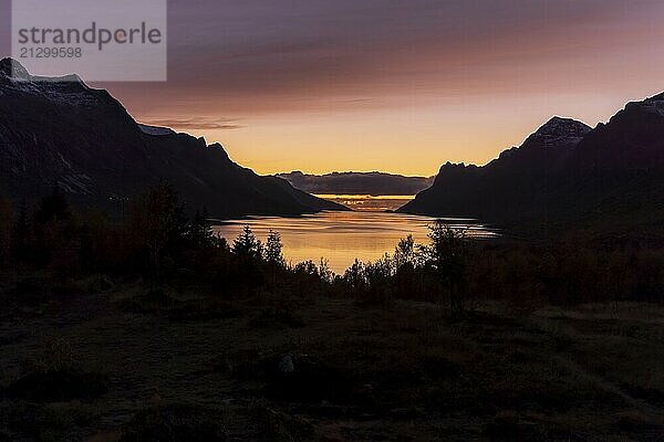 Sunset at the Ersfjord near Tromso  September 2024  Norway  Europe