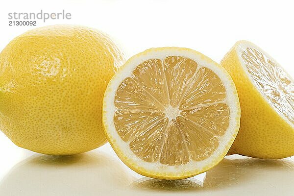 Lemons on white with white background