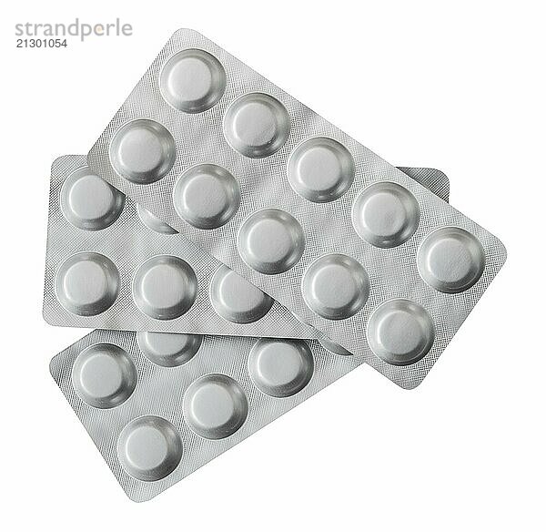 PIle Of Medical PIll Blister Packs Isolated On A White Background