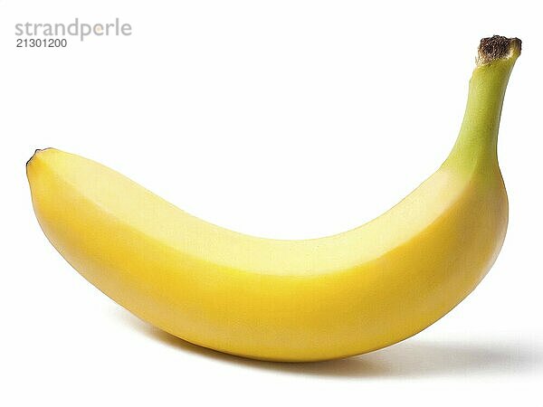 One ripe banana on a white background