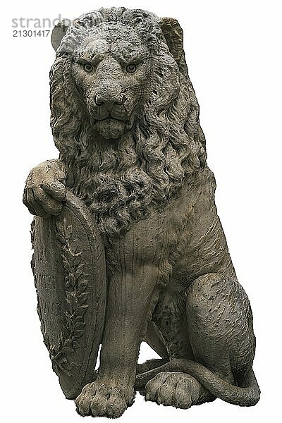 Italian Lion statue isolated on white