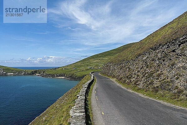 The Wild Atlantic Way coastal road on Dingle Peninsula in County Kerry of western Ireland