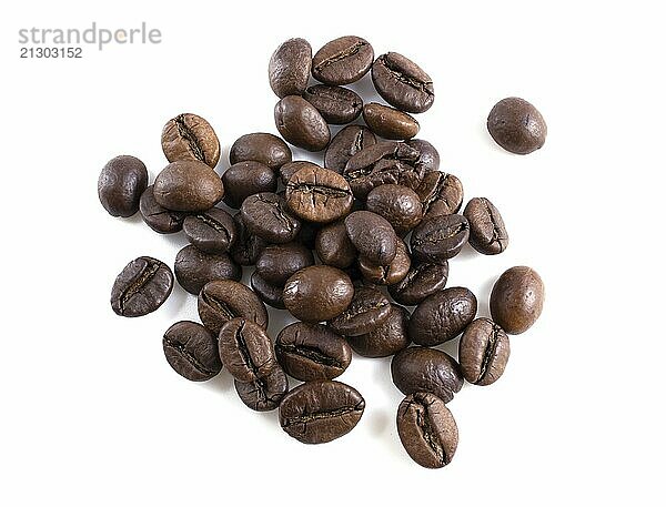 Roasted coffee beans isolated on white background