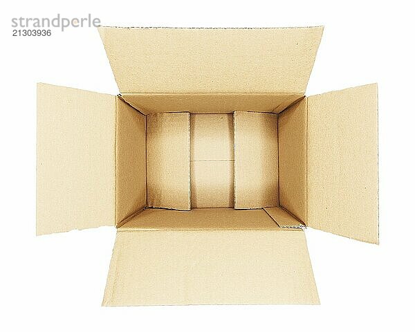 Empty shipping carton against a white background