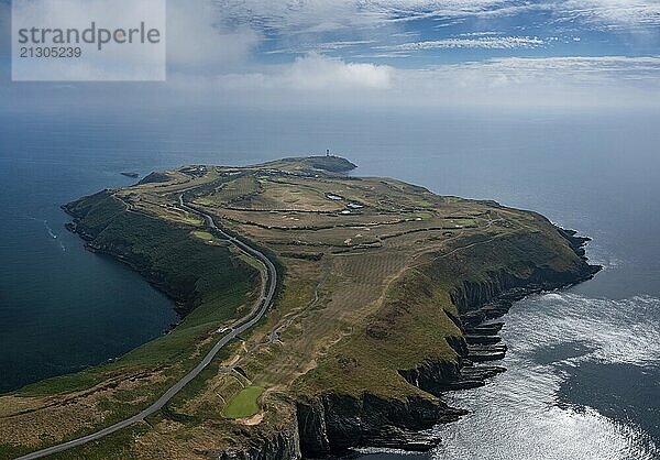 An aerial view of the Old Head of Kinsale in County Cork of western Ireland