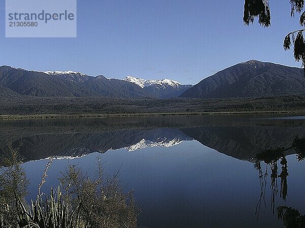 Looking south across Lake Haupiri in winter  West Coast  South Island  New Zealand  Oceania