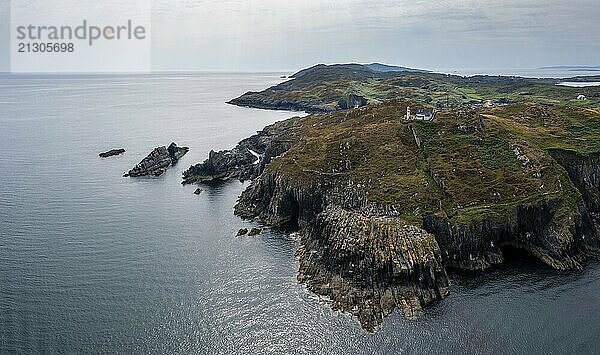 A view of the entrance to the Baltimore Harbor in West Cork and the Sherkin Island Lighthouse