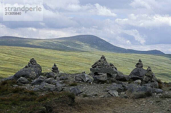 A group of cairns in the Norwegian Espedalen valley