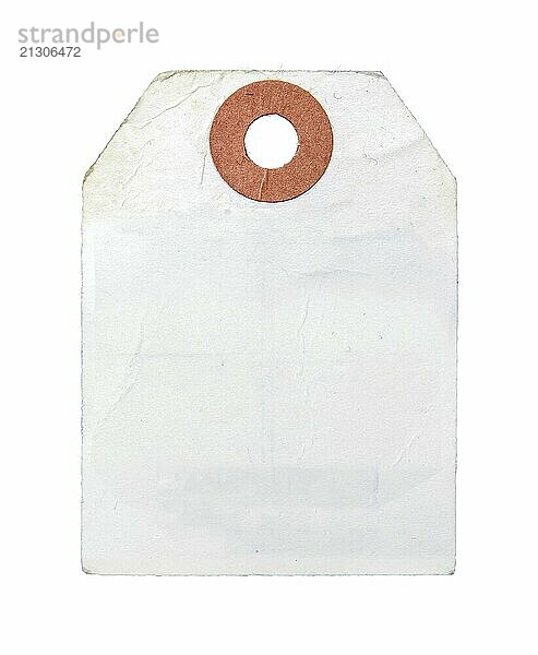 Vintage Retro White Paper Label Or Luggage Tag On A White Background