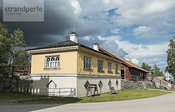 Sala Silvergruva  Vastmanlands Lan  Sweden  08 07 2019 Dwelling at the silver mine site with upcomming rainclouds  Europe