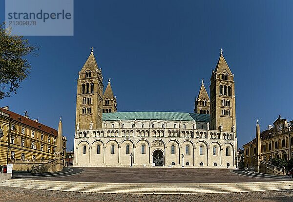 Pecs  Hungary  13 October  2022: view of historic Saints Peter and Paul Cathedral in downtown Pécs  Europe