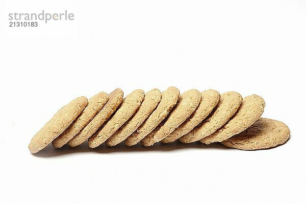 Cookies in a row against white background