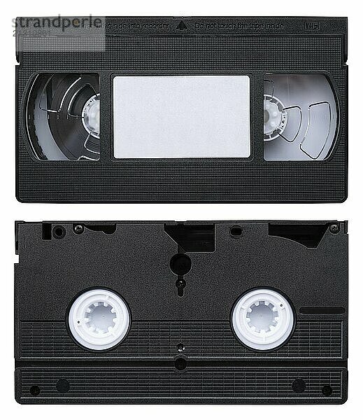 Isolated Front And Back Of A Retro Vintage Video Cassette Tape (VHS) On A White Background