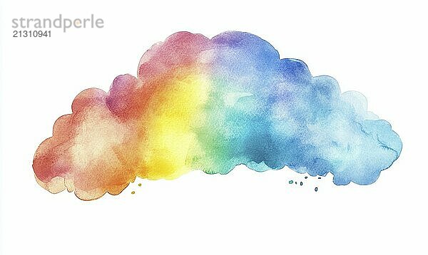 A colorful rainbow cloud with a white background. The rainbow cloud is full of vibrant colors and has a sense of joy and happiness AI generated