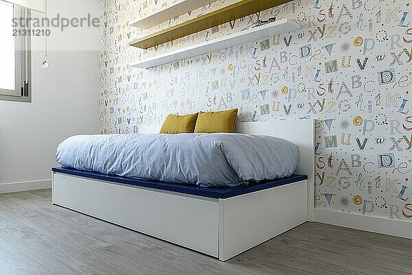 Stylish contemporary bedroom interior. Scandinavian interior design