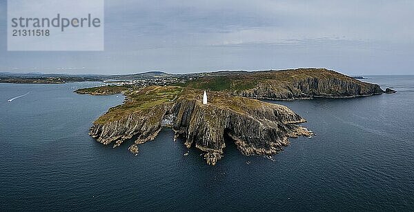 Panorama landscape view of the Baltimore Beacon and entrance to Baltimore Harbor in West Cork