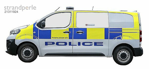 A Police Van In The United Kingdom  Isolated On A White Background