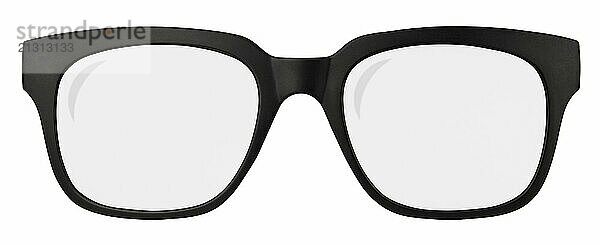 Isolated Retro Black Thick Framed Glasses On A White Background