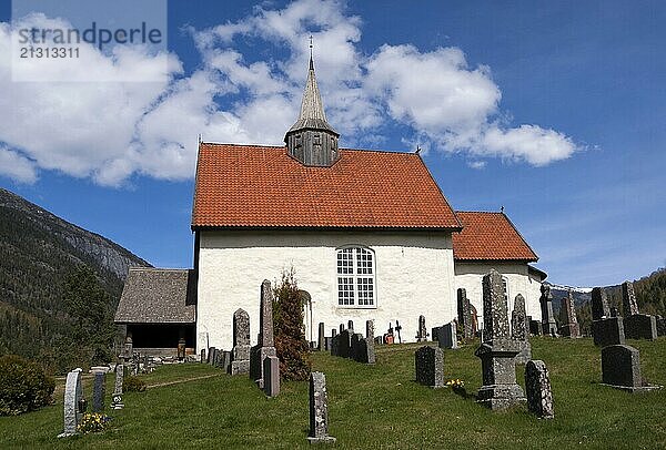 Stone church in the Norwegian village Seljord