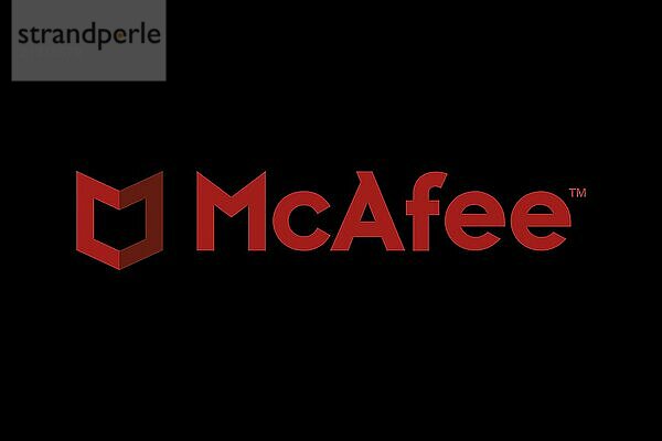 Technology  McAfee McAfee  Black background  Brand name