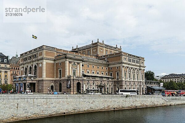 Stockholm  Sweden  August 8  2019: Cityscape with the Royal Swedish Opera  Europe