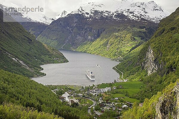 View on Geiranger Fjord in Norway. Landscape  nature  travel and tourism. Beauty in nature