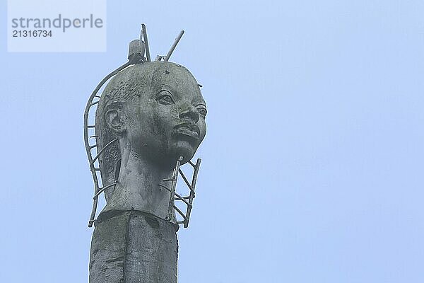 Sculpture Elcilyn by Ubbo Enninga  African woman of artist  head  cut-out  monochrome  Stadtpark  Biedenkopf  Hesse  Germany  Europe